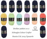 Breibar Pakket 2112 basiskleur 7 x Tynaarlo donkerblauw en 6 bijkleuren Scheepjes Colour Crafter voor Rozeta CAL 2019 - direct leverbaar 