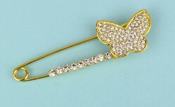 Kiltspeld vlinder met diamanten goud kleur