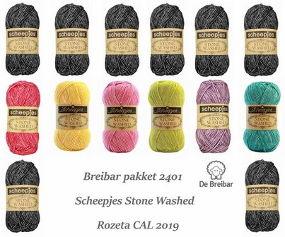 Breibar Pakket 2401 Scheepjes Stone Washed voor Rozeta CAL 2019 - direct leverbaar.