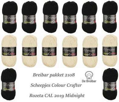 Breibar Pakket 2108 Midnight 7 X Ede 6 X Zandvoort, Scheepjes Colour Crafter voor Rozeta CAL 2019 - direct leverbaar 