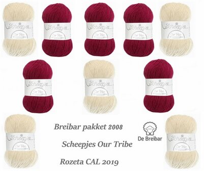 Breibar pakket 2008 Our Tribe -basiskleur 5 x Beige en 5 x Fuchsia  - in voorraad