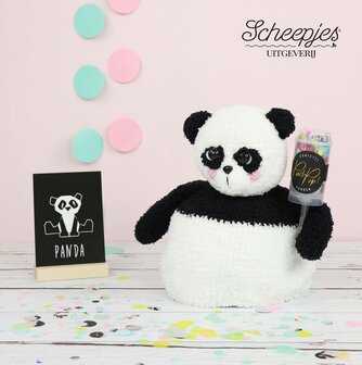 Pim de panda pop-up: Compleet pakket, inhoud: benodigde garen, veiligheidsoogjes, vilt en 200 gram vulling