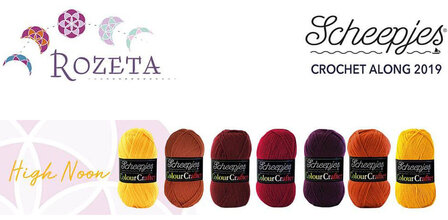 Scheepjes Rozeta CAL Colour Crafter High Noon breibar pakket 2102 losse bollen , kleuren als origineel ( Brussel als hoofdkleur)