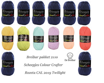 Breibar Pakket  Twilight Scheepjes Colour Crafter voor Rozeta CAL 2019 originele kleuren zonder accessoires - direct leverbaar 