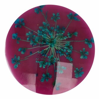 Knoop bloem maat 40 - 25.00mm Roze met Blauwe bloemvorm