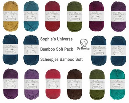 Sophie&#039;s Universe Simy&rsquo;s Colourway haakpakket Scheepjes Bamboo Soft + canvas tas