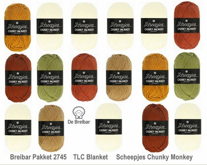 Breibar 2745 TLC Blanket  haakpakket Scheepjes Chunky Monkey compleet met handige wolnaald en 2 stekenmarkeerders