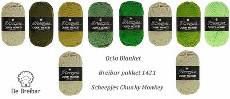 Octo Blanket van Scheepjes Chunky Monkey Breibar 1421 garen pakket + gratis patroon en haaknaald nr 6