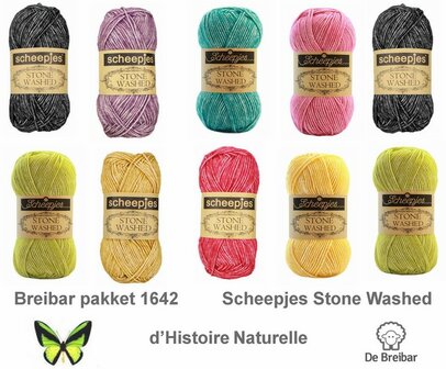 Breibar deken haakpakket 1642 van Scheepjes Stone Washed - alternatief kleuren pakket voor de d’Histoire Naturelle cal 2020