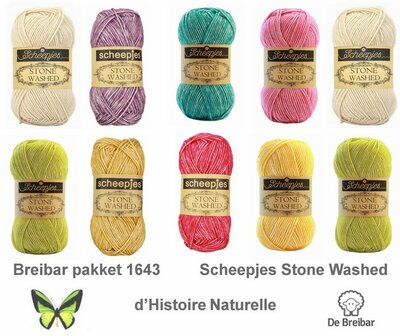Breibar deken haakpakket 1643 van Scheepjes Stone Washed - alternatief kleuren pakket voor de d’Histoire Naturelle cal 2020