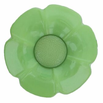 Bloemetjesknoop met een verwisselbaar hart licht groen diameter 3.5 cm