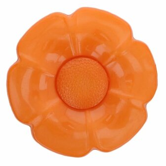 Bloemetjesknoop met een verwisselbaar hart oranje diameter 3.5 cm