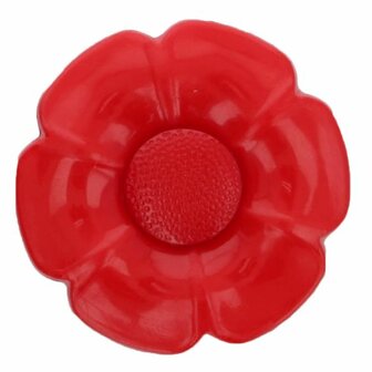 Bloemetjesknoop met een verwisselbaar hart rood diameter 3.5 cm