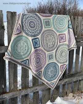 Labyrinth Blanket van Scheepjes Stone Washed  garen haakpakket + gratis Scheepjes tas - hoofdkleur 801 wordt tijdelijk vervangen door kleur 821