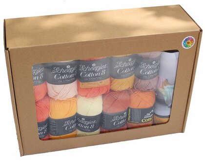 Sugar Pop Throw deken van Scheeepjes Cotton 8.  Breibar kleuren pakket 101 met gratis patroon