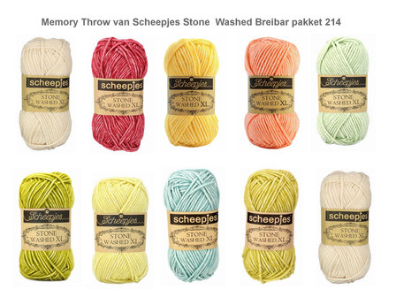 Memory Throw van Scheepjes Stone en River Washed  Breibar pakket 214 + gratis patroon