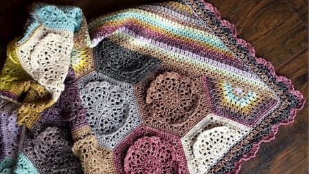 Dutch Rose Blanket Origineel klein model van Scheepjes Stone Washed garen pakket