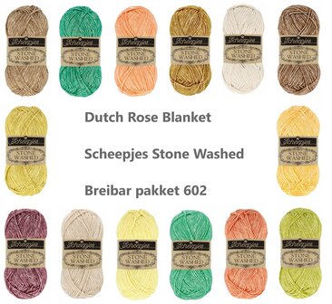Dutch Rose Blanket Breibar pakket 602 klein model van Scheepjes Stone Washed garen 