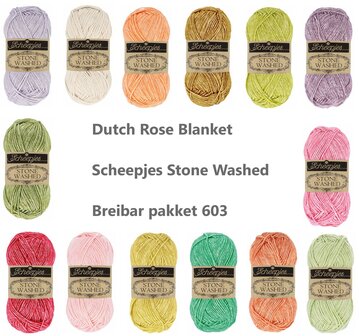 Dutch Rose Blanket Breibar pakket 603 klein model van Scheepjes Stone Washed garen 