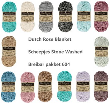 Dutch Rose Blanket Breibar pakket 604 klein model van Scheepjes Stone Washed garen 