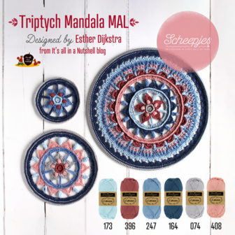 Scheepjes Triptych Mandala MAL - Kleurstelling 3 Blue Moon - compleet pakket met garen en originele ringen 15, 25 en 40 cm