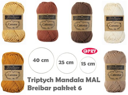 Scheepjes Triptych Mandala MAL - Breibar pakket 6 - compleet  met garen en originele ringen 15, 25 en 40 cm