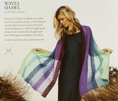 Waves shawl van Scheepjes &nbsp;Alpaca Rhythm&nbsp;en Mohair Rhythm&nbsp;door Bernadette Ambergen eigen kleurkeuze
