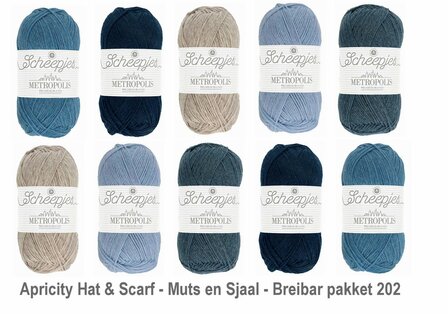 Apricity Hat &amp; Scarf - Muts en Sjaal Breibar pakket 202 van Scheepjes metropolis + gratis patroon 