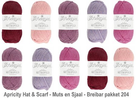 Apricity Hat &amp; Scarf - Muts en Sjaal Breibar pakket 204 van Scheepjes metropolis + gratis patroon 