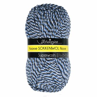 Noorse sokkenwol Markoma licht blauw wit zwart 6846