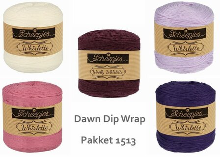 Dawn Dip Wrap van Scheepjes Whirlette en Wooly Whirlette  Breibar Pakket 1513 