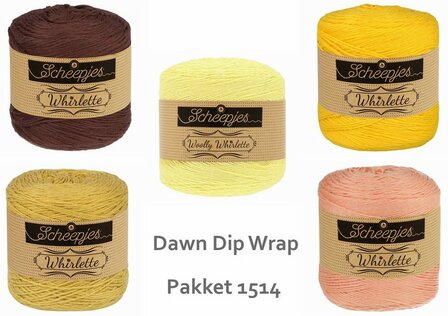 Dawn Dip Wrap van Scheepjes Whirlette en Wooly Whirlette  Breibar Pakket 1514