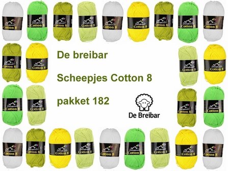 Scheepjes cotton 8 pakket 182 groen wit geel