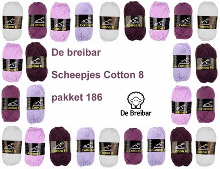 Scheepjes cotton 8 pakket 186 violet lila paars wit
