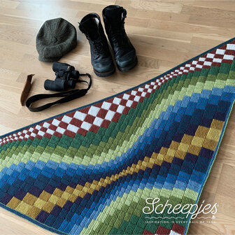 Landscapes Shawl Mal  J&auml;mtland Kleurstelling  van Scheepjes Scrumptious garen pakket.