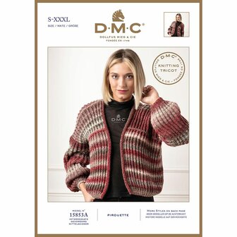 Bomber Jack-Vest van DMC Pirouette compleet garen pakket met  brei patroon