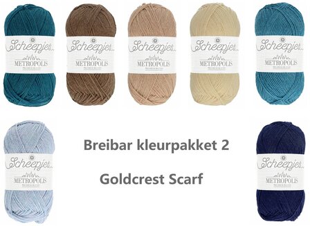 Goldcrest Scarf Breibar kleurpakket 2 Scheepjes Metropolis 