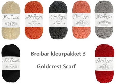 Goldcrest Scarf Breibar kleurpakket 3 Scheepjes Metropolis 