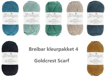 Goldcrest Scarf Breibar kleurpakket 4 Scheepjes Metropolis 