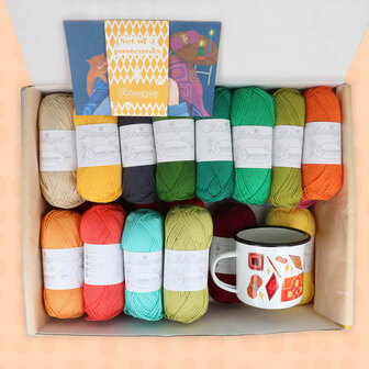 Scheepjes CAL 2024 Festival of Lights blanket - Organicon kit, incl 3 kaarten en een Scheepjes mok.
