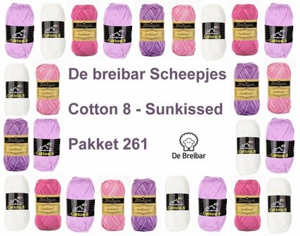 Cotton 8 - Sunkissed roze lila  wit pakket 261