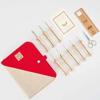 Oxford Punchnaald set vab 5 fine-regular en 3 Natural punchnaalden Wood maat 8-14 