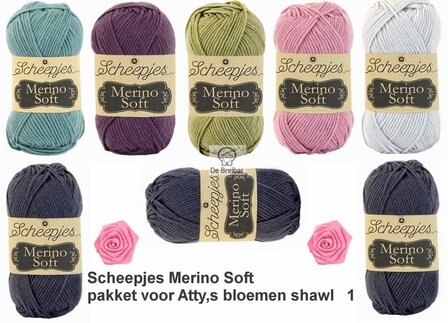 Atty,s Merino Soft shawl bloemen sjaal origineel Scheepjes 