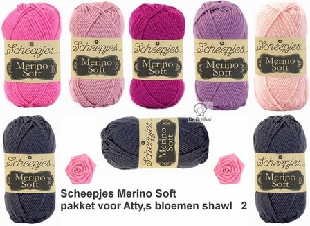 Atty,s bloemenshawl Merino Soft Scheepjes roze 2