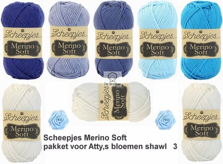 Atty,s bloemenshawl Merino Soft Scheepjes blauw 3