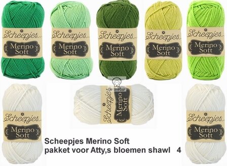 Atty,s bloemenshawl Merino Soft Scheepjes groen 4