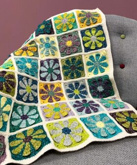 Retro Daisy Baby Blanket van Stone Washed - garen pakket + gratis patroon