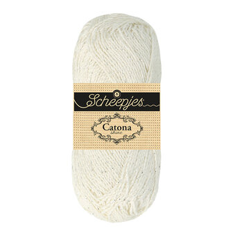 Scheepjes Catona Shine - 105-S Bridal White - Silver