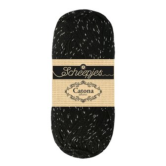 Scheepjes Catona Shine - 110-S Jet Black - Silver