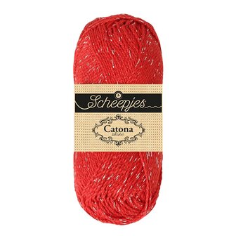 Scheepjes Catona Shine - 115-S Hot Red - Silver